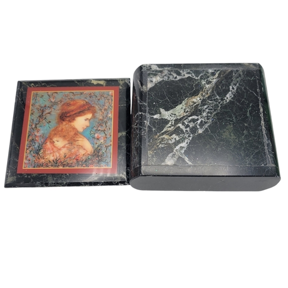 Vintage Edna Hibel Mother & Child Marble Trinket Jewelry Box - Picture 4 of 10